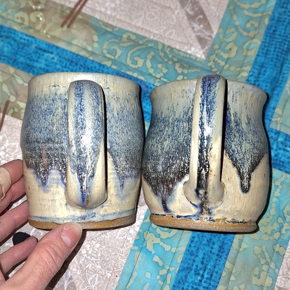 Handcrafted Blue and Creamy Brown Ceramic Mugs, (2), by JC - Picture 5 of 8